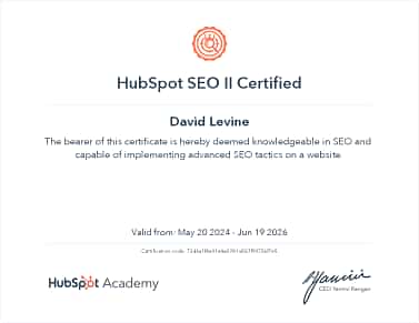 Image of SE-II-Certified - HubSpot Certification