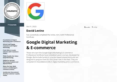 Google Digital Marketing and E-commerce Certificate