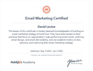 image of hubspot email marketing certificate