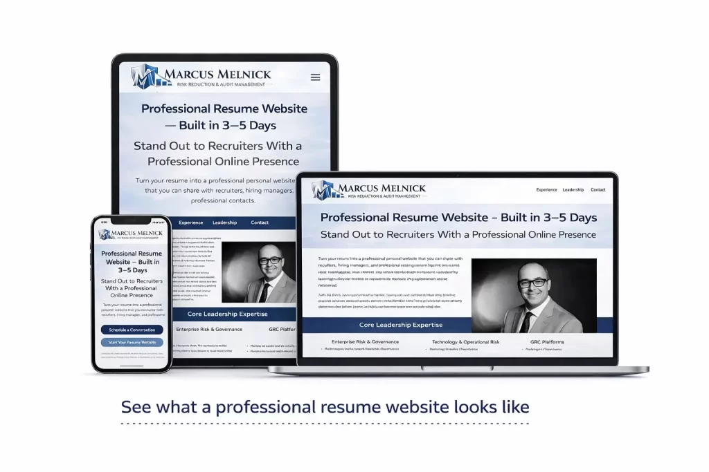 Professional resume website on multiple devices.