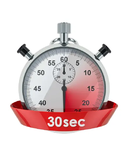 clock showing yes is your first 30 seconds